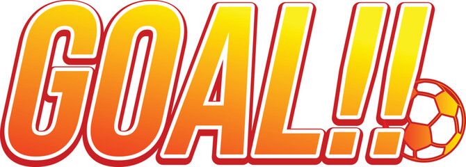 The text effect reads Goal colored in gradient red and yellow with a ball illustration. Suitable for world cup events, soccer scores, soccer-themed social media posts/stories, soccer posters, soccer f