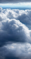 The sky is the limit. Aerial view of blue sky and white fluffy clouds.
