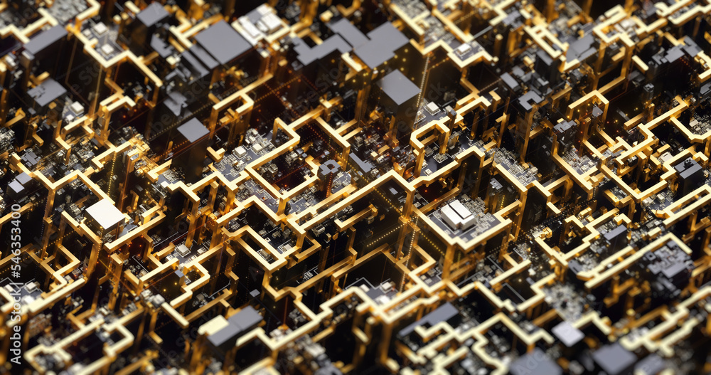 Poster Computer technologies,  Artificial intelligence (AI), Machine learning concepts. Abstract technology background of complex computational power processing big data. Render