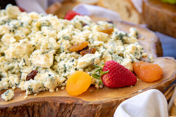 Typical peruvian food and drinks, breakfast, bread, dinner and dessert buffet