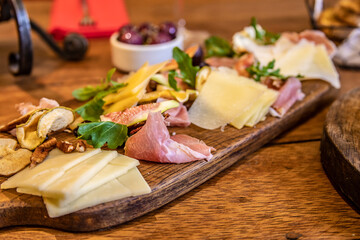 Typical peruvian food and drinks, cheese board