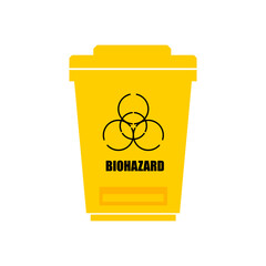 Illustration of the yellow biohazard bin on white background.