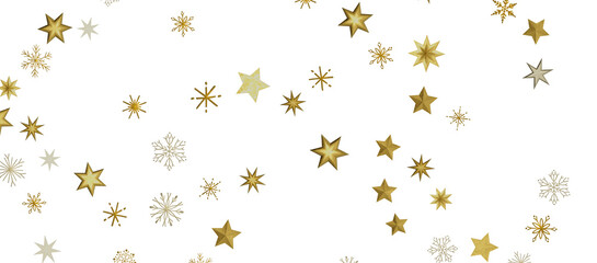 Obraz na płótnie Canvas Banner with golden decoration. Festive border with falling glitter dust and stars.