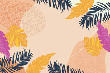 colorful background with tropical leaves vector design illustration