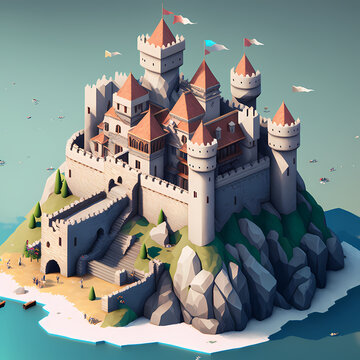 3d Isometric Ancient Castle