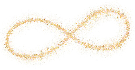 Gold glitter doodle abstract with transparent background