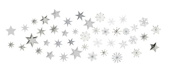 A gray whirlwind of golden snowflakes and stars. New