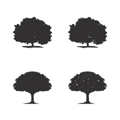 Tree silhouette isolated on white background vector illustration.