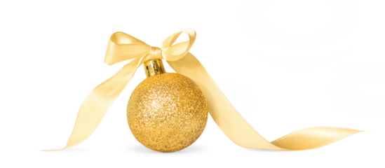 Christmas ball with ribbon. isolated .