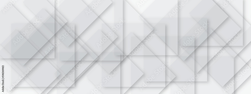 Aufkleber abstract white and grey geometric overlapping square pattern, design of technology background. vecto