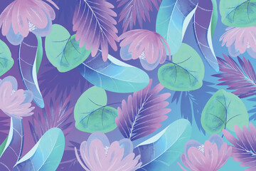 Fototapeta na wymiar watercolor tropical summer background with vegetation vector design illustration