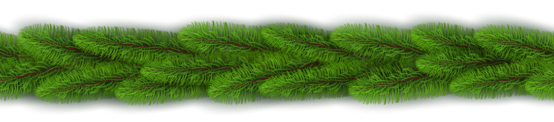 Merry Christmas and Happy New Year decoration, pine tree branches