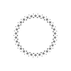 Black round label with stars. Best, award, winner prize wreath on white background.
