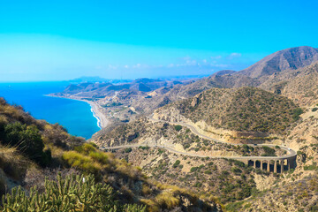 Fototapeta na wymiar zig zag coastal road in south of Spain