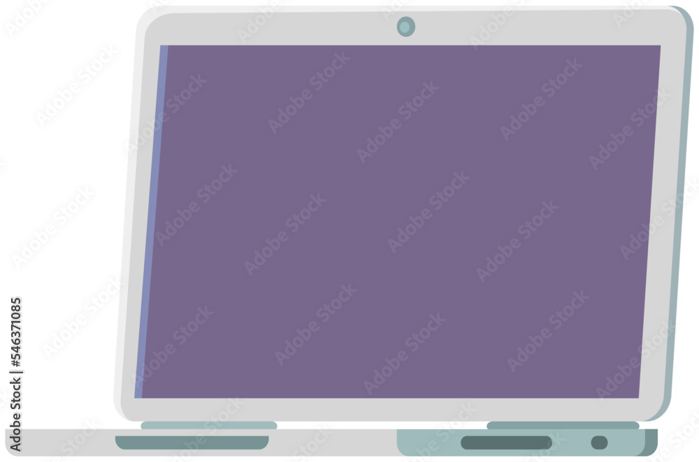 Poster opened laptop in flat vector style with empty space for text. portable computer, in case of which ty