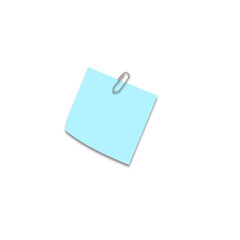 post arricciato azzurro con graffetta su sfondo trasparente