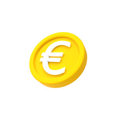3d illustration euro coin icon money 3d render - obrazy, fototapety, plakaty