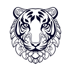 Tiger Head mandala arts isolated on white background
