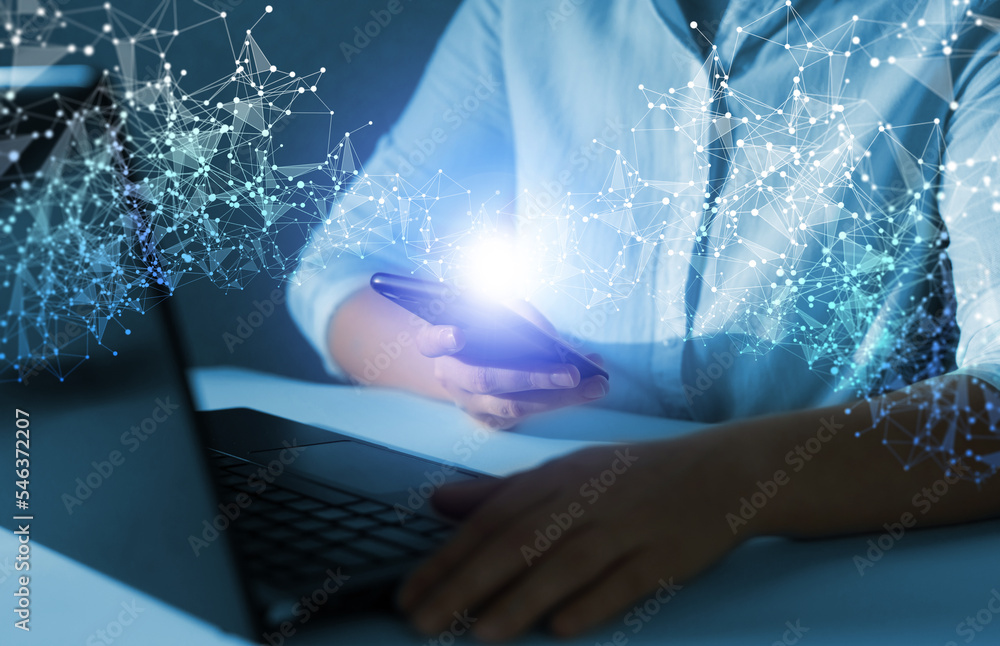 Poster global network connection. internet communication, wireless connection technology. futuristic techno