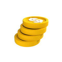 3d illustration dollar coin stack icon money 3d render