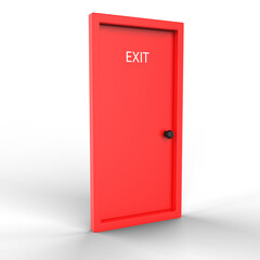 3d render fire exit  red door with door frame
