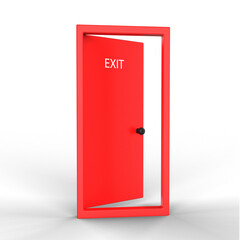 3d render fire exit  red door with door frame - obrazy, fototapety, plakaty