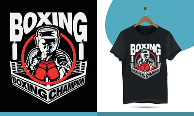 Boxing, Boxing Champion - Boxing t-shirt design for boxing lovers. Typography vector shirt design template for print.