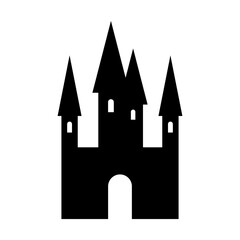Castle icon. Black silhouette. Front view. Vector simple flat graphic illustration. Isolated object on a white background. Isolate.