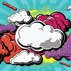 Cartoon pop art background with clouds, smoke and steamhigh quality illustration