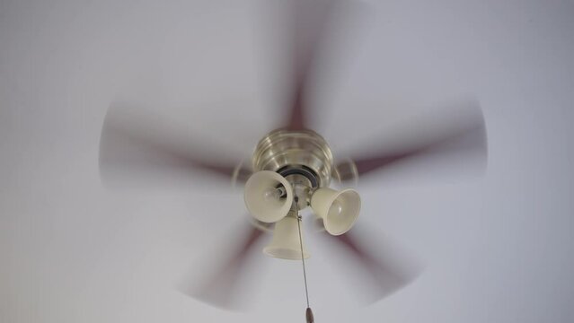 Close up on a ceiling fan. 