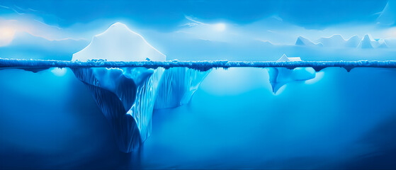 Obraz na płótnie Canvas Artistic concept illustration of a iceberg under the sea, background illustration.