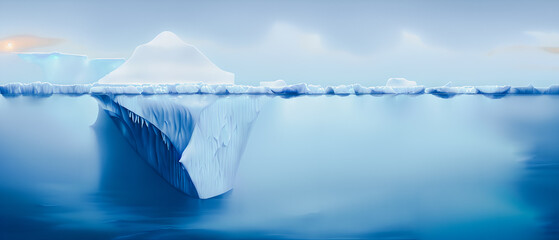 Fototapeta na wymiar Artistic concept illustration of a iceberg under the sea, background illustration.