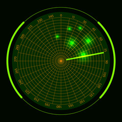 Abstract realistic radar screen background.Radar screen