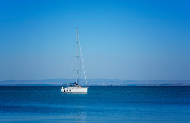 Fototapeta premium Sailing yacht at sea. Luxury summer adventure, active holiday in Black sea.