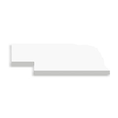 Nebraska, state of USA - white vector 3D map of country area.
