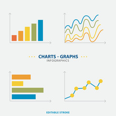 Financial charts, information data statistics, diagrams, financial information, market charts and business data graphics. Graphics in vector illustration.