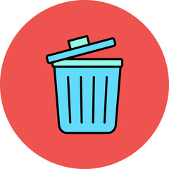 Dustbin Multicolor Circle Filled Line Icon