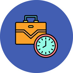 Working Hours Multicolor Circle Filled Line Icon