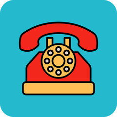 Telephone Multicolor Round Corner Filled Line Icon