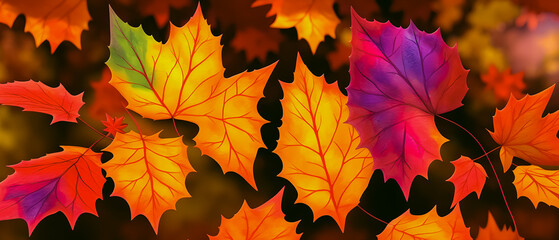 Artistic concept illustration of an autumn leaf in forest, background illustration.