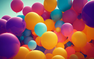 Naklejka na ściany i meble Colorful balloons. Party or celebration background.