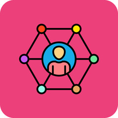 Network Multicolor Round Corner Filled Line Icon