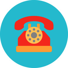 Telephone Multicolor Circle Flat Icon