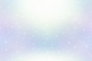 Polygonal mesh particles flying on light blue blur background 3d. Plexus abstract glowing room.