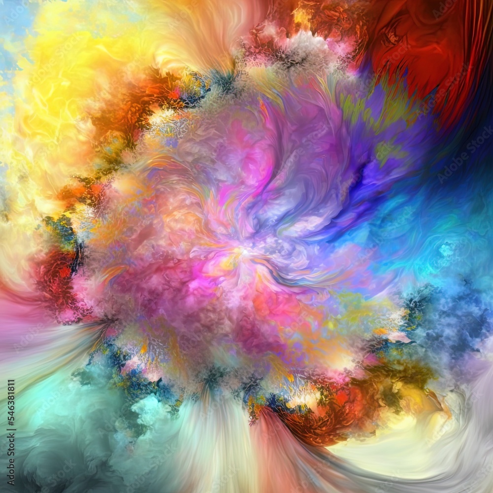 Poster dynamic color series. abstract design made of colorful fractal clouds and graphic elements on the su