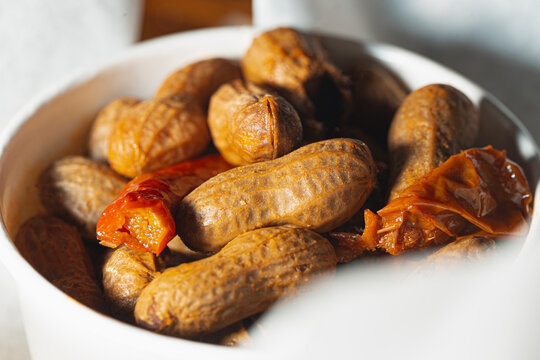 Spicy Hot Boiled Peanuts with peppers in Cup - Wide