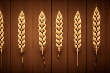 Wheat Ears on Wooden Background