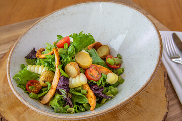 Typical peruvian food and drinks, variety of salads