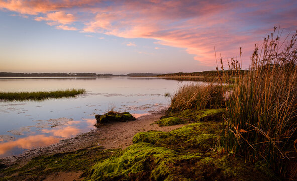 Sunset over beautiful harbour, Dorset UK