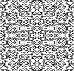 Seamless Geometric Floral Pattern. Black and White Texture.
